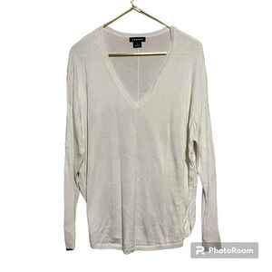 Trouve Women’s Tunic Long Sleeve V-Neck Blouse Sweater Cream Off White Sz Medium